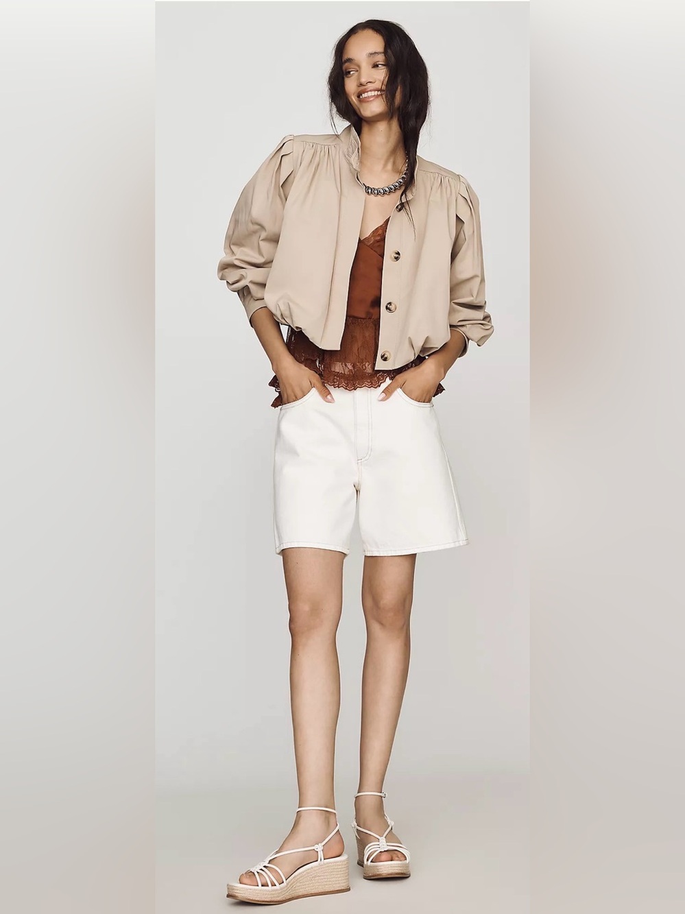 PAIGE Cream Espadrille Wedge Sandals